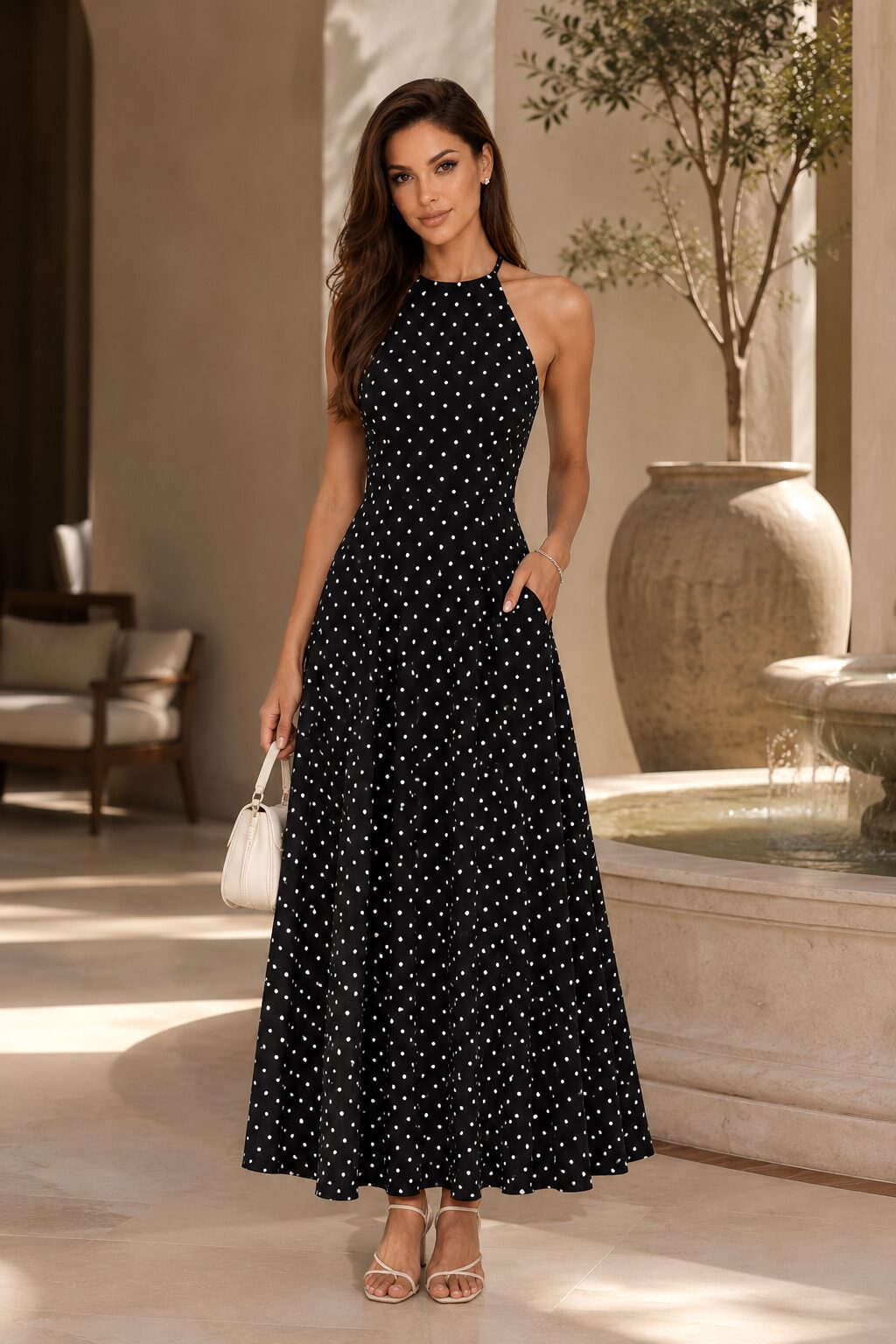 فستان بولكا دوت صيفي — ستايل Silent Riviera Poise